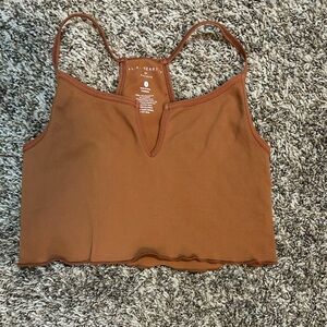La Hearts by Pacsun Rust Notch-Neck Ribbed Crop top
